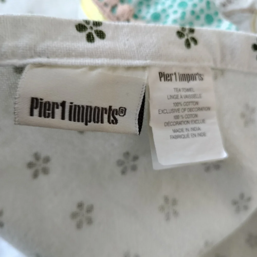 Lot Of 4 Embroidered Spring Tea Towels Assorted Styles Colors Two Pier 1 Imports